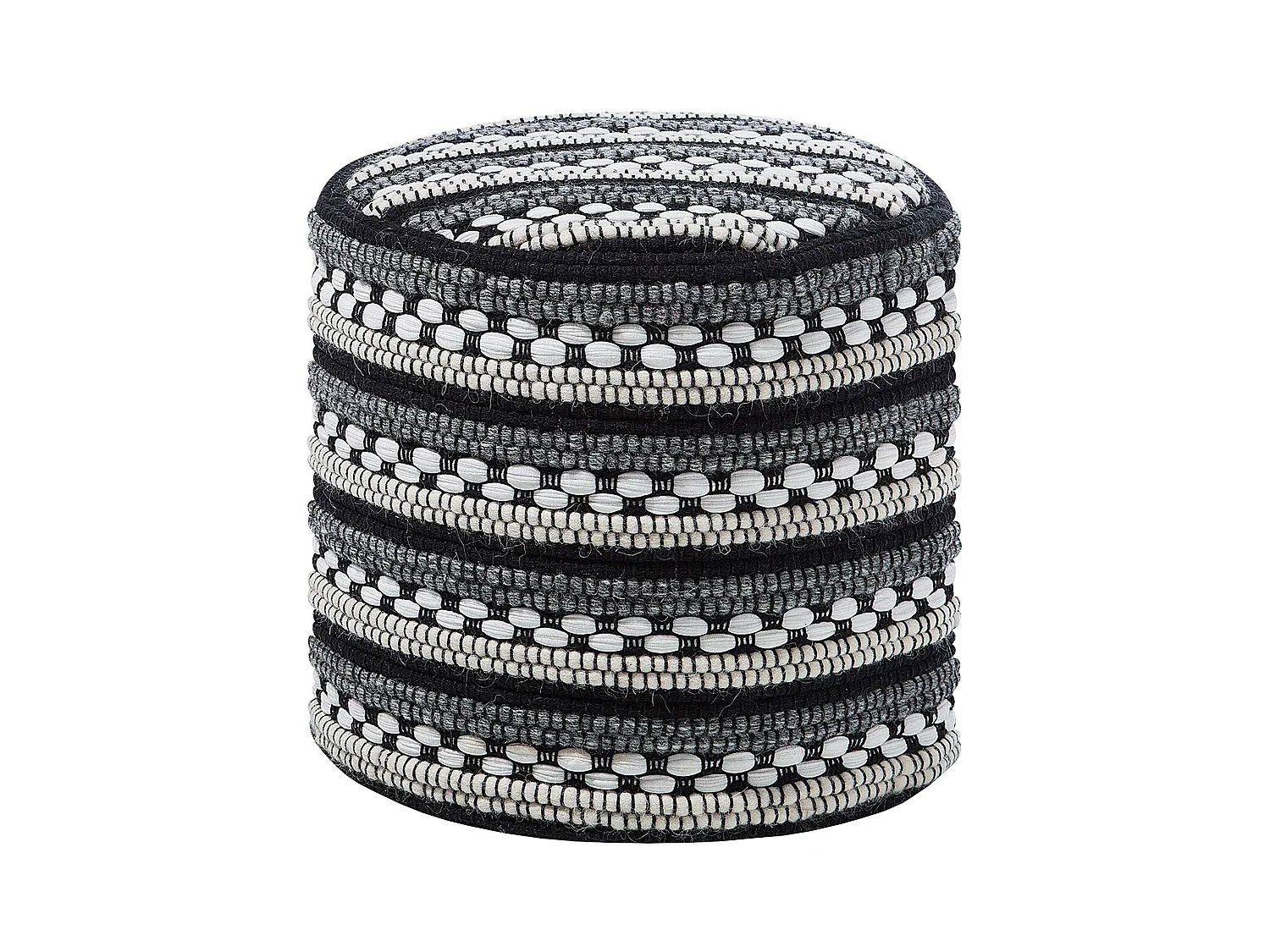 Pouf GUNTUR Laine Noir/blanc