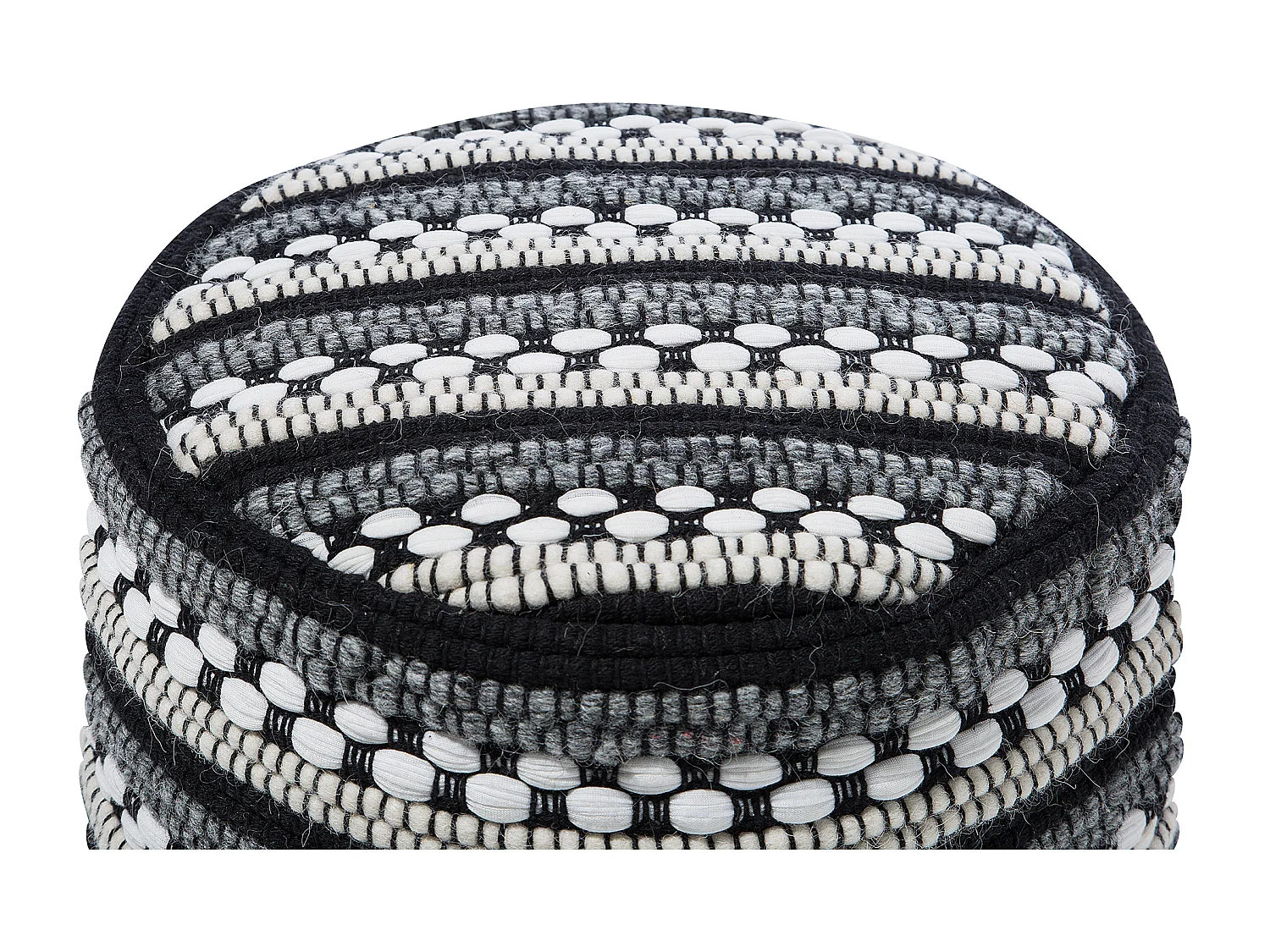 Pouf GUNTUR Laine Noir/blanc
