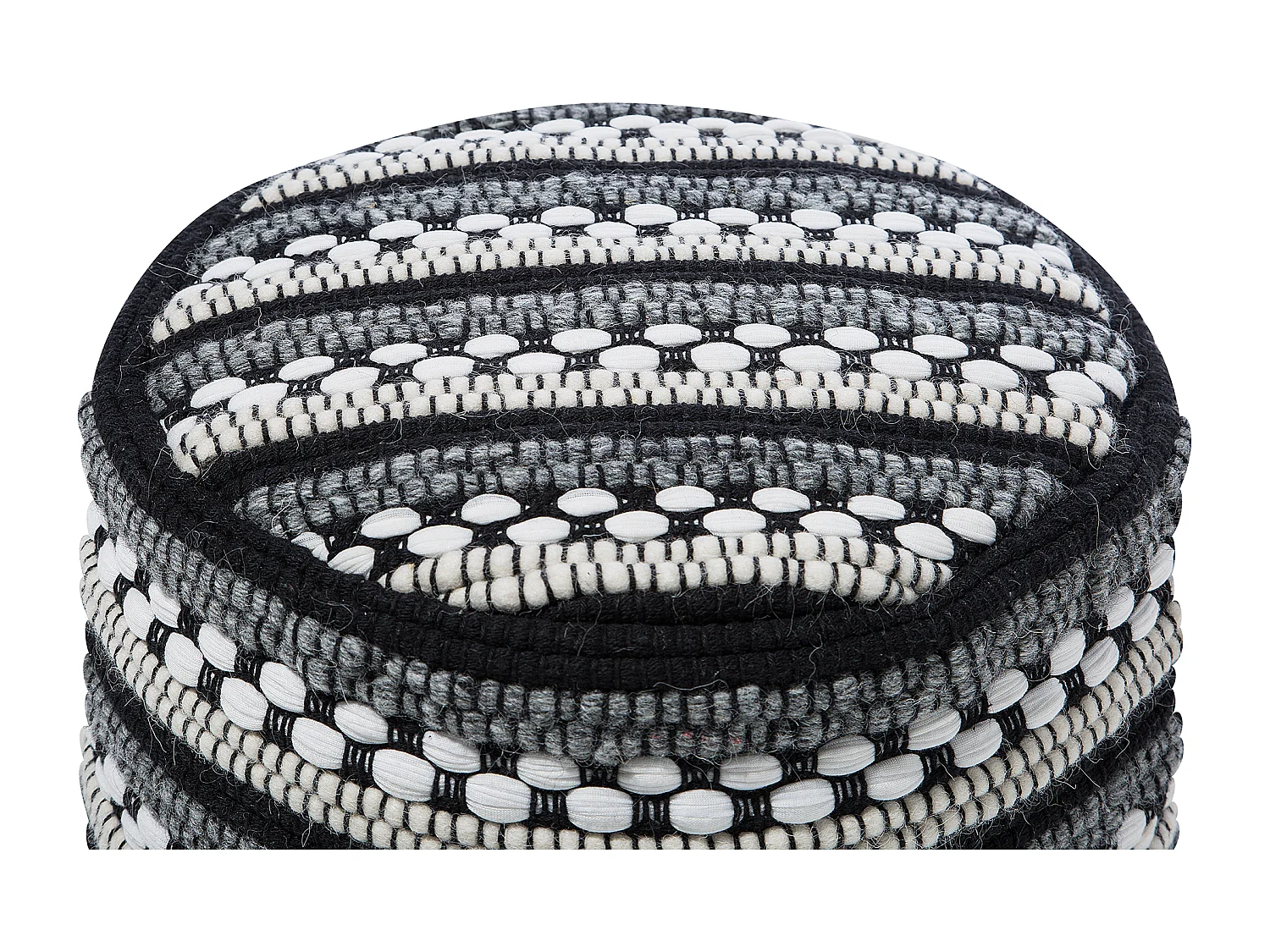 Pouf GUNTUR Laine Noir/blanc