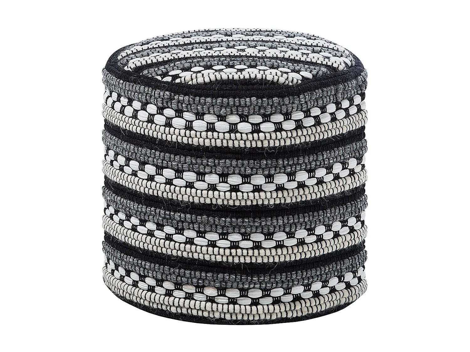 Pouf Sitzpouf Fußablage weiß schwarz boho Guntur