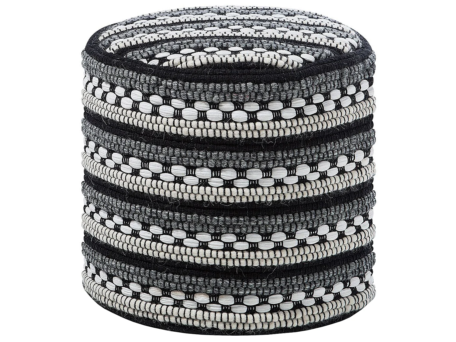 Pouf GUNTUR Lana Nero/ Bianco 41 cm 41 cm 41 cm