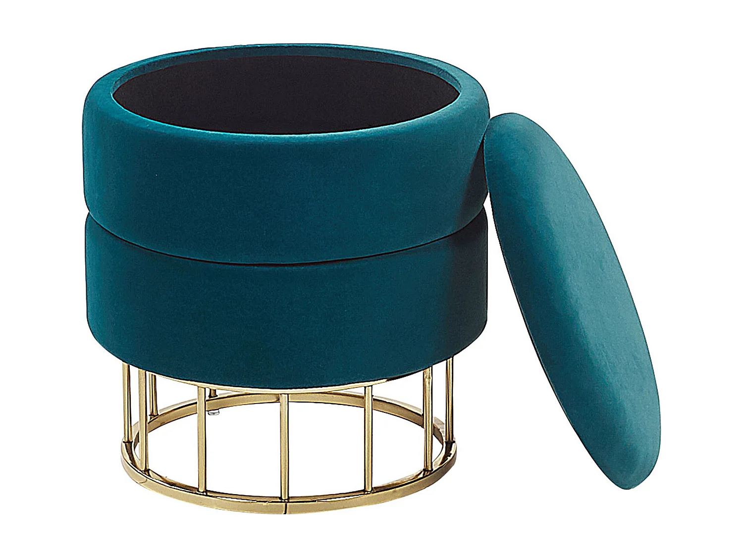 Pouf de rangement ELGIN Velours Bleu paon