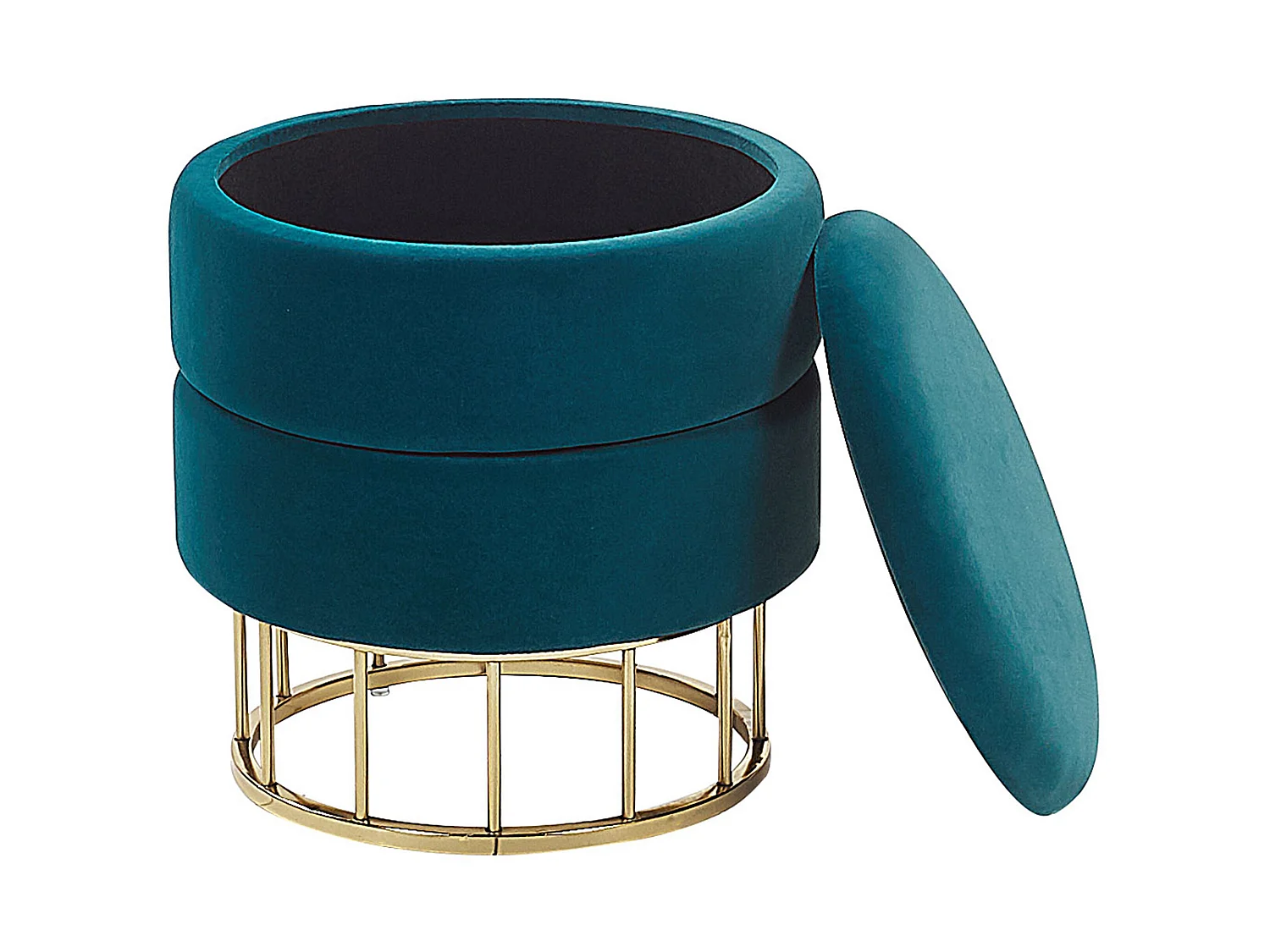 Puf con almacenaje ELGIN Terciopelo Verde azulado 37 cm 37 cm 42 cm