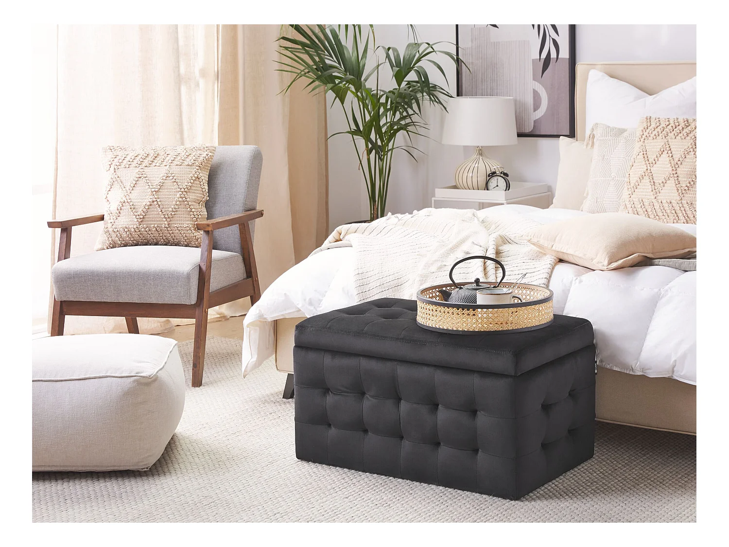 Otomana ze schowkiem MICHIGAN Welur Czarny