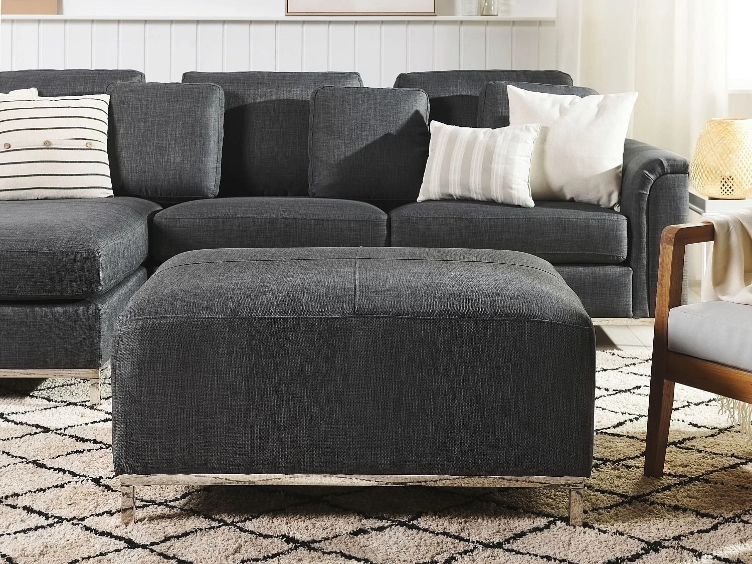 Ottoman OSLO Tissu Gris foncé