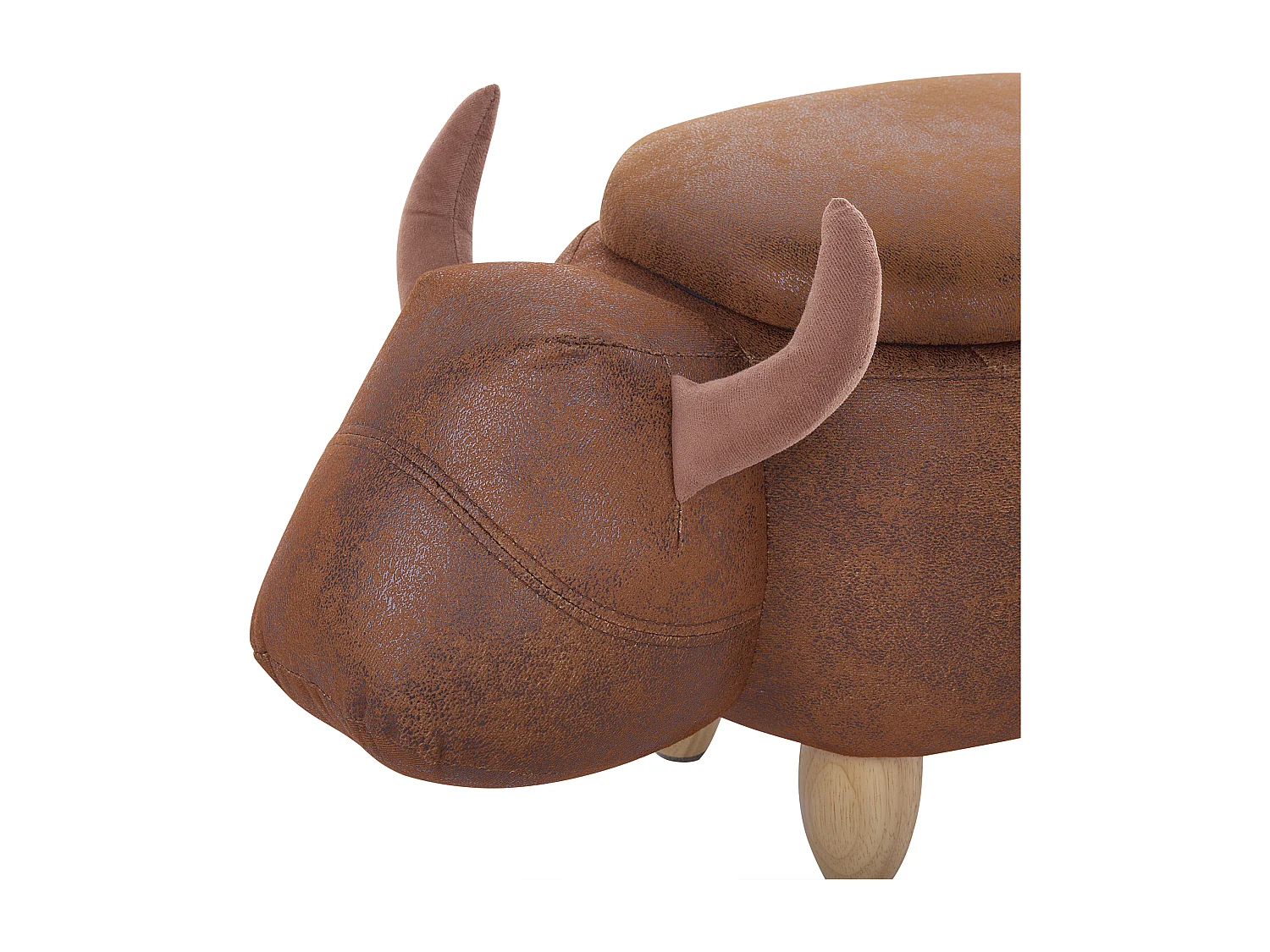 Pouf animaletto tessuto similpelle marrone motivo mucca COW