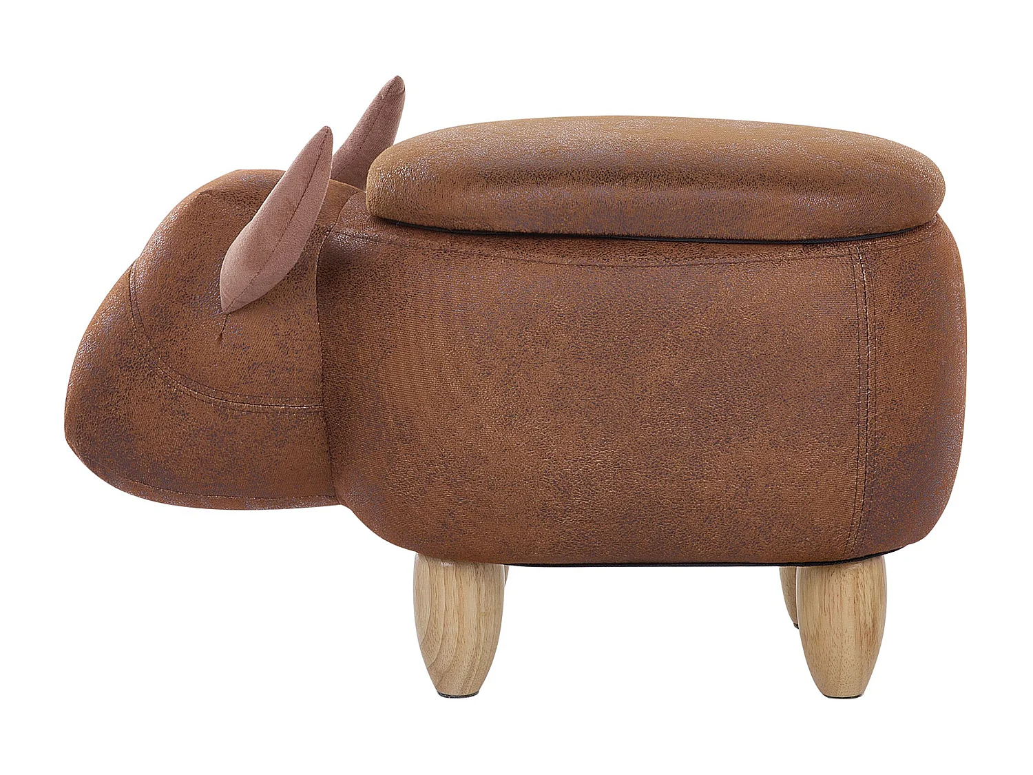 Tabouret de rangement animal COW Cuir PU Marron clair