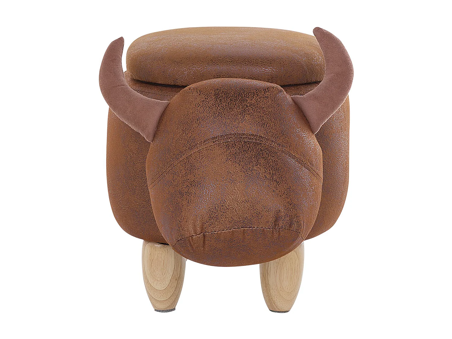 Tabouret de rangement animal COW Cuir PU Marron clair Vache