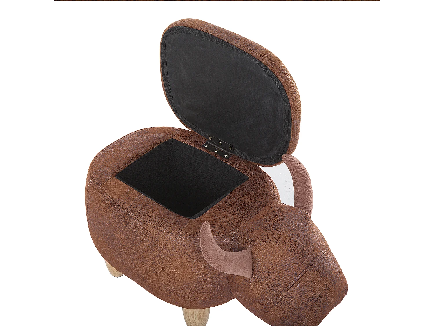 Tabouret de rangement animal COW Cuir PU Marron clair Vache