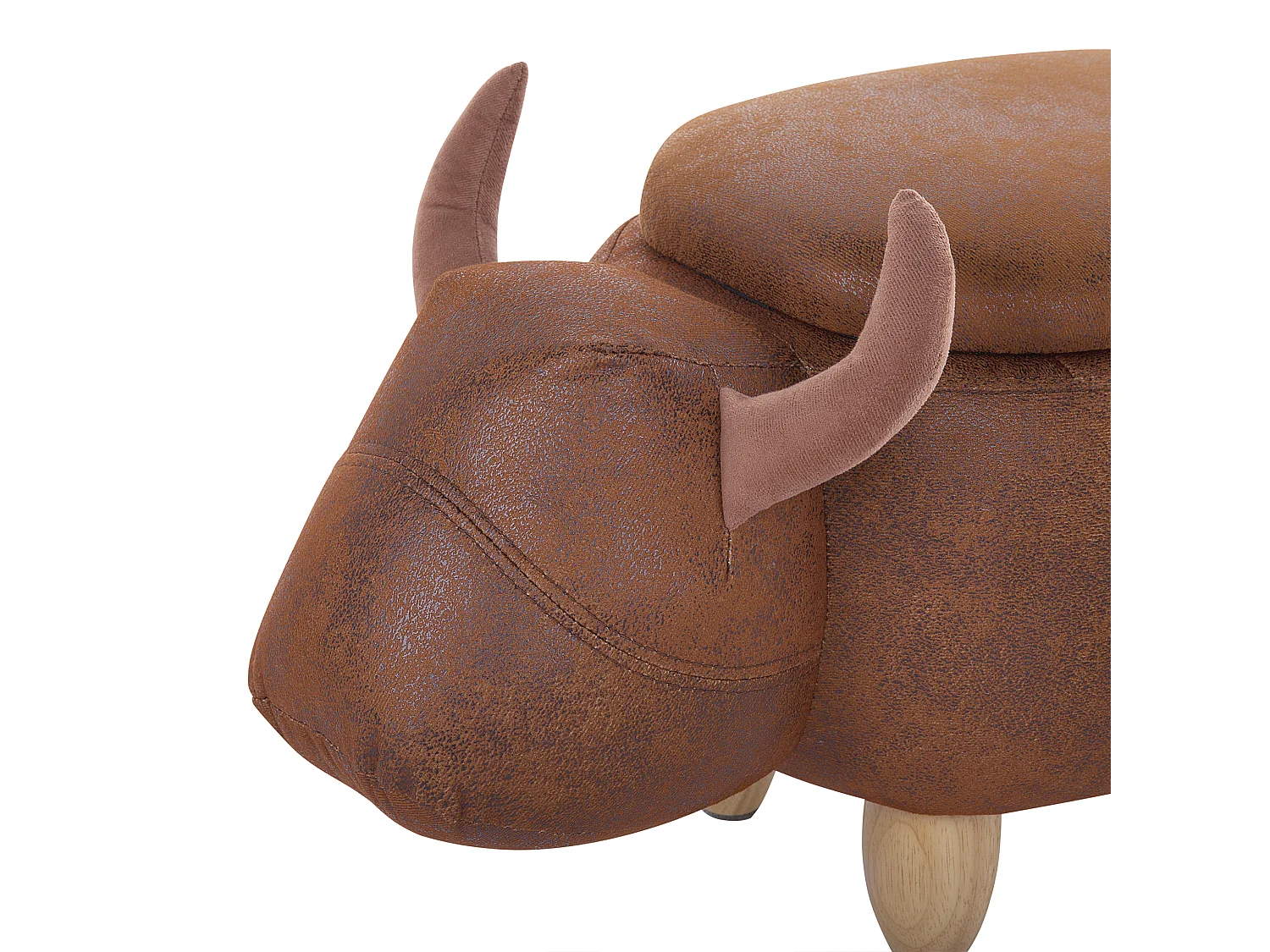 Tabouret de rangement animal COW Cuir PU Marron clair Vache