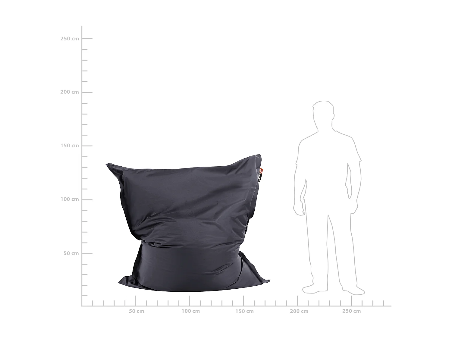 Pufe 300 L FUZZY 140 cm 180 cm Preto