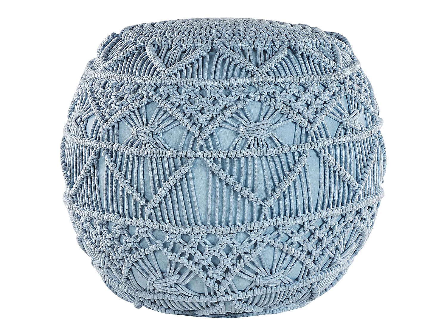 Pouf Macramè KAYSERI Cotone Blu 40 cm 40 cm 40 cm