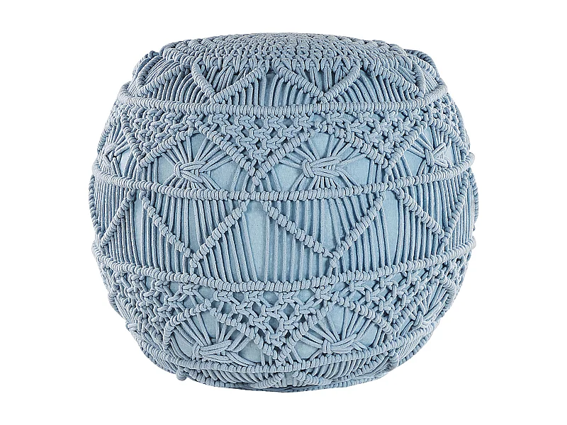 Pouf Makramee KAYSERI Baumwolle Blau 40 cm 40 cm 40 cm
