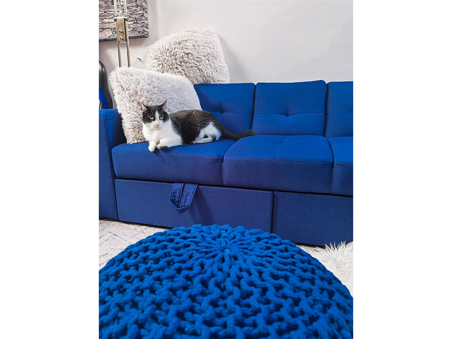 Pouf CONRAD Baumwolle Marineblau 50 cm 50 cm 35 cm