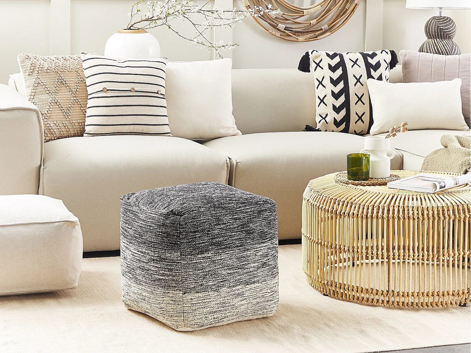 Poef HIRRI Grijs Katoen 40 cm 40 cm