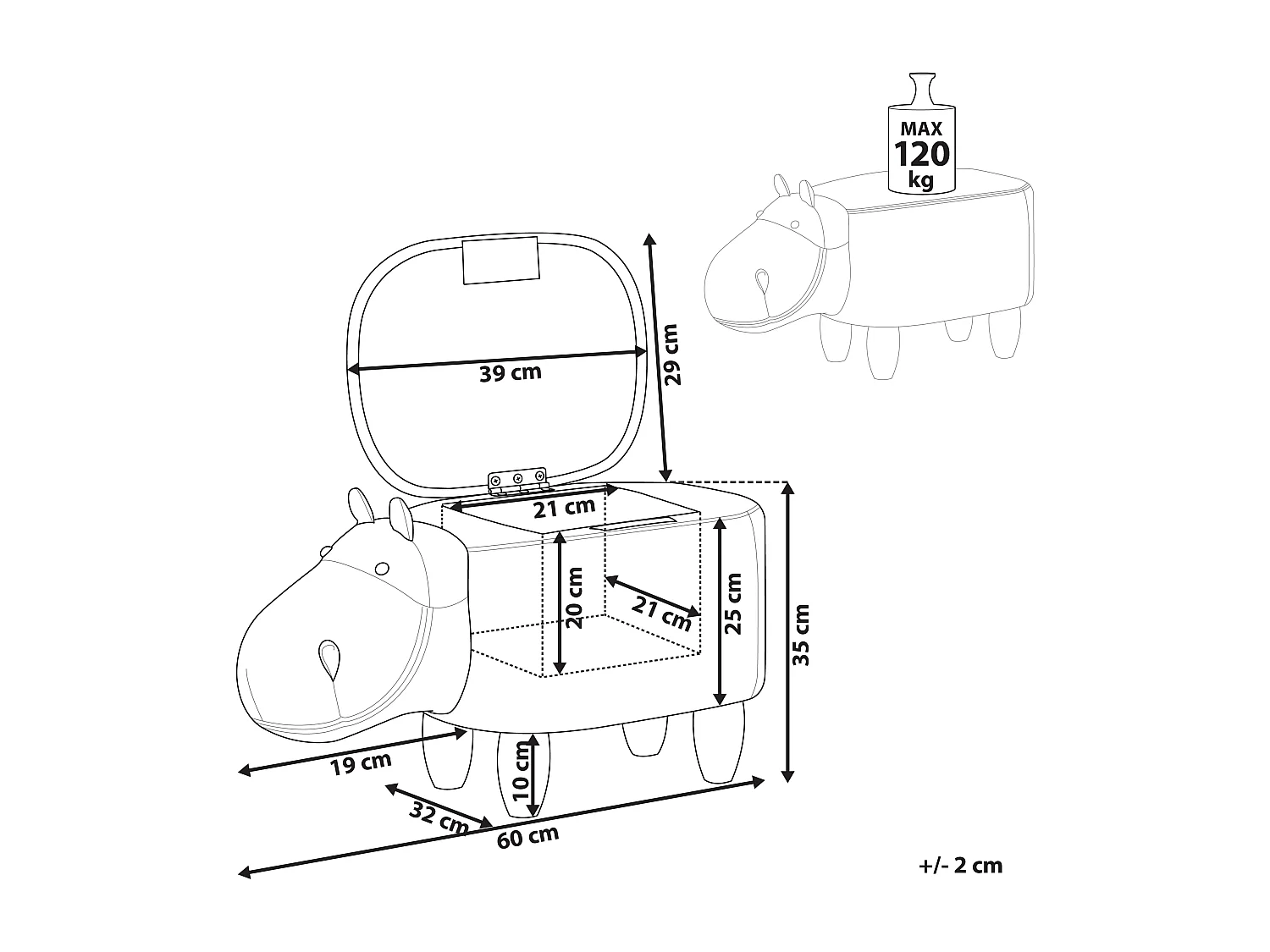 Dierenpoef met opbergruimte HIPPO Kunstleer Bruin