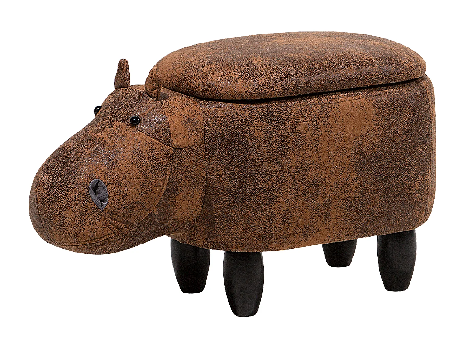 Tabouret de rangement animal HIPPO Cuir PU Marron Hippopotame