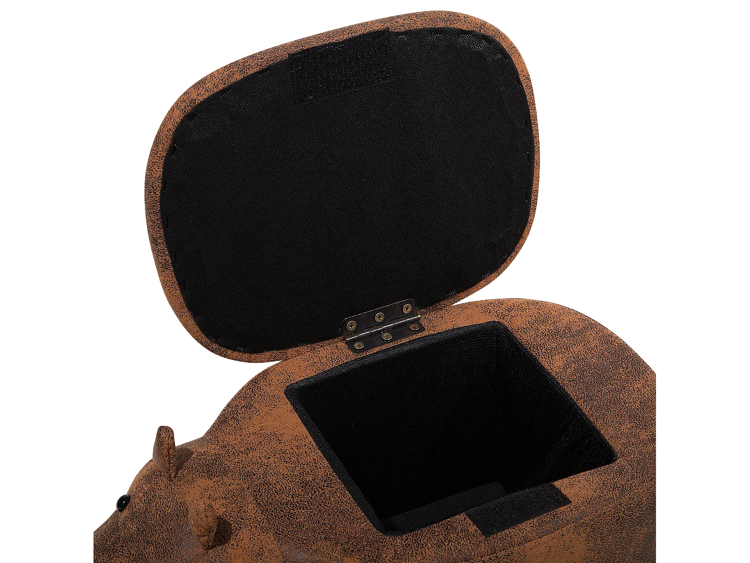 Tabouret de rangement animal HIPPO Cuir PU Marron Hippopotame