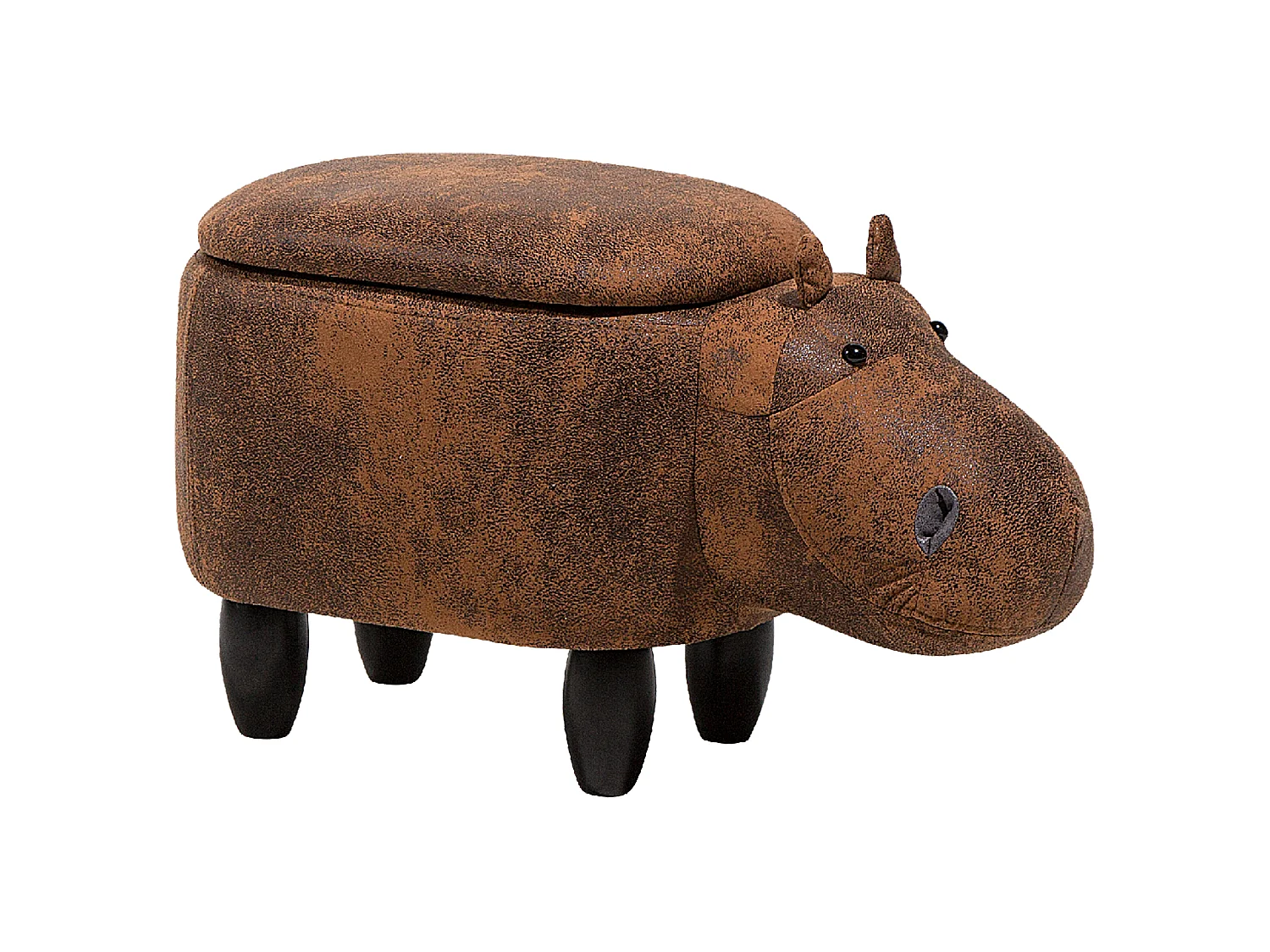 Storage Animal Stool HIPPO Faux Leather Brown Hippo