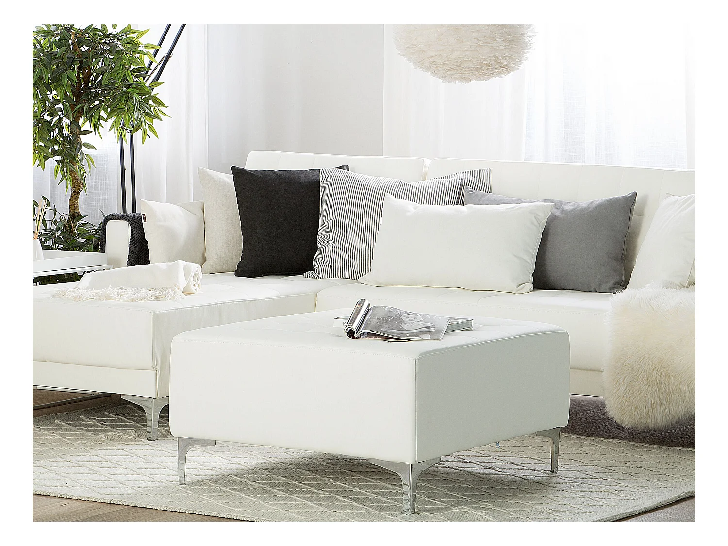 Otomana ABERDEEN Piel sintética Blanco