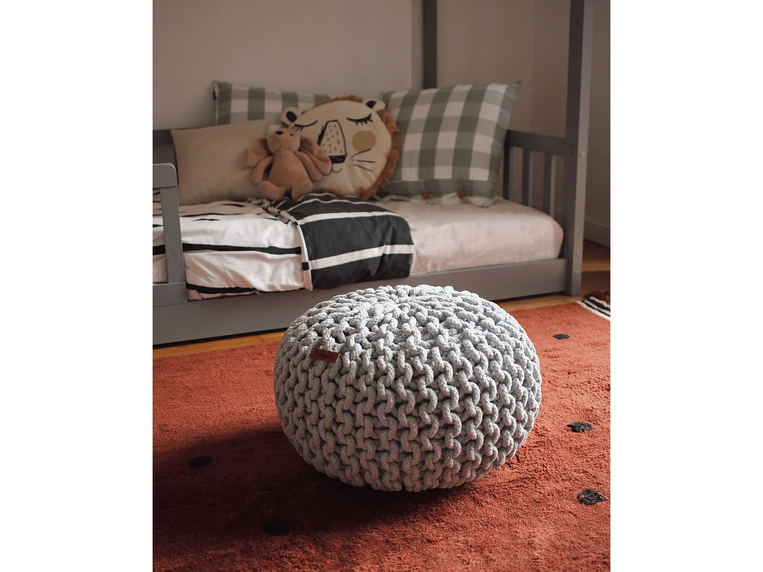 Pouf CONRAD Coton Gris clair 40 cm 40 cm 25 cm