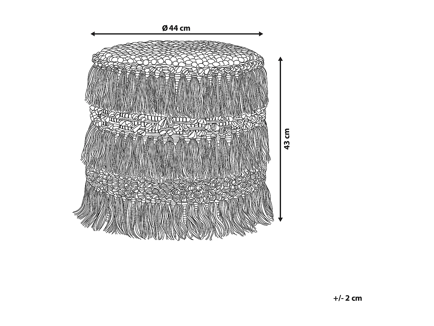 Pufe NOIDA Algodão Creme 44 cm 44 cm 43 cm