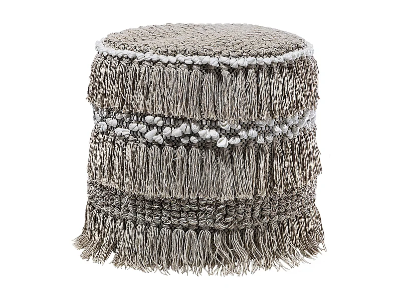 Pouf Ottomane Taburett Sitzpouf beige Baumwolle Boho Noida