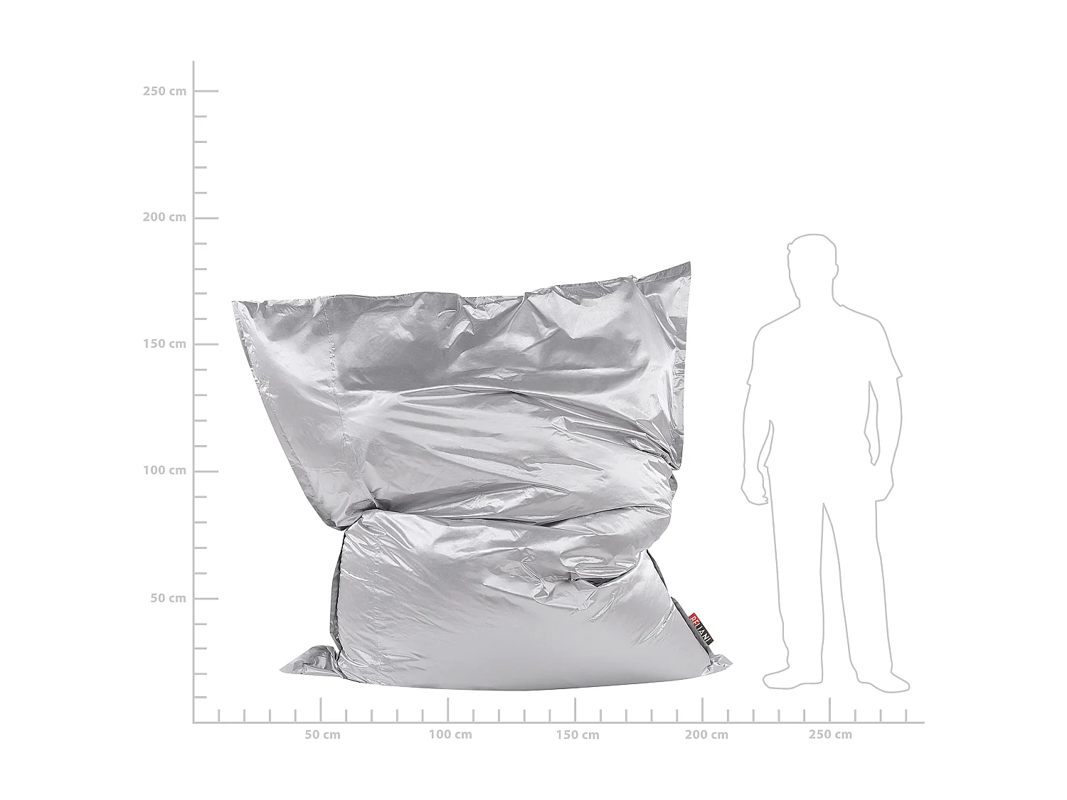 Pouf poire 600 L FUZZY 180 cm 230 cm Argenté