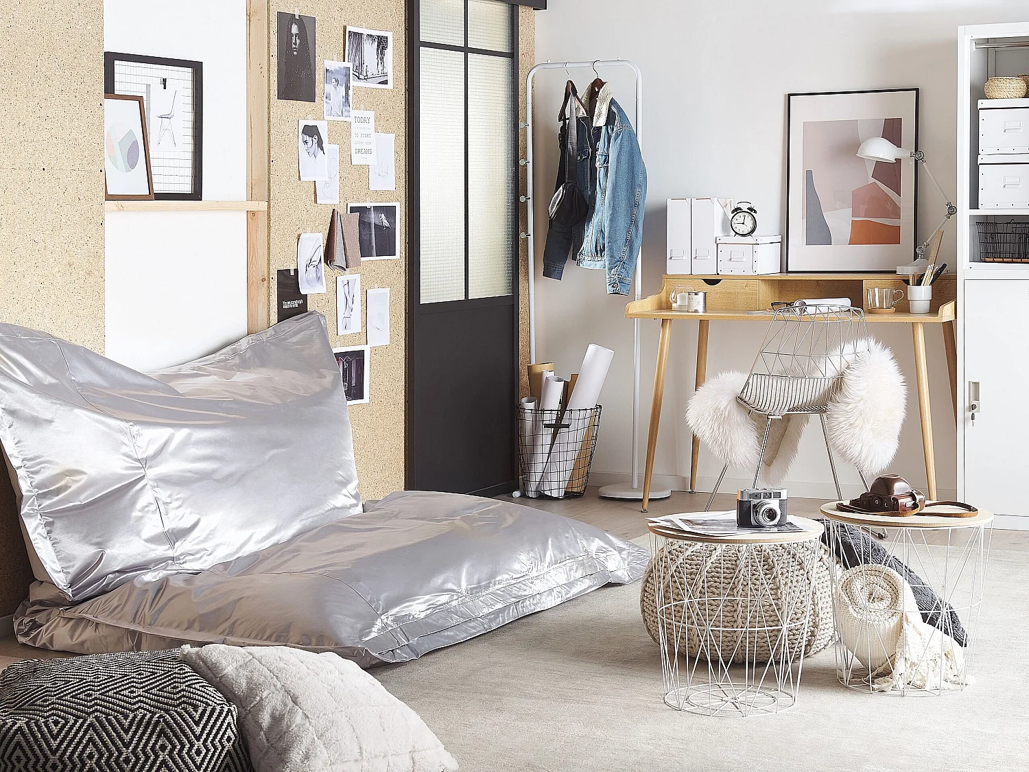 Pouf poire 600 L FUZZY 180 cm 230 cm Argenté