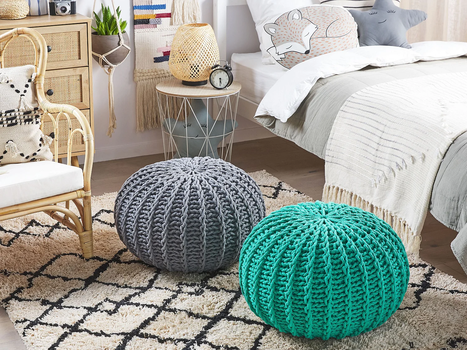 Pouf CONRAD Baumwolle Dunkelgrau 50 cm 50 cm 35 cm