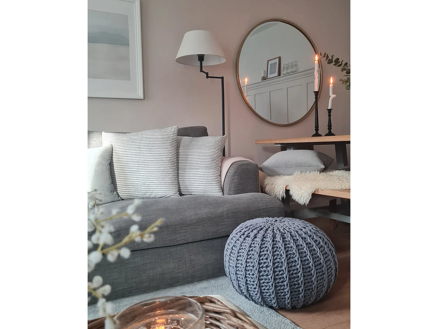 Pouf CONRAD Baumwolle Dunkelgrau 50 cm 50 cm 35 cm