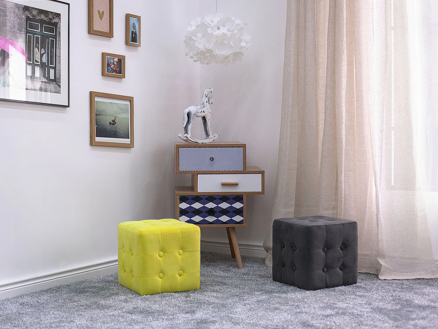 Pouf gris clair 30 x 30 cm WISCONSIN