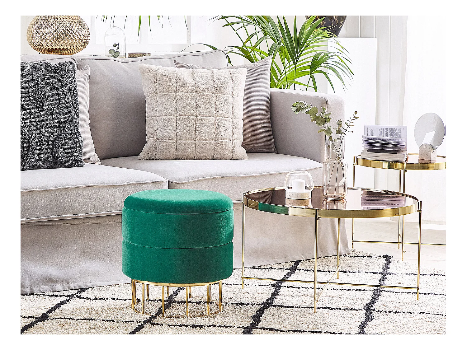 Poef met opbergruimte ELGIN Fluweel Donkergroen 37 cm 37 cm 42 cm