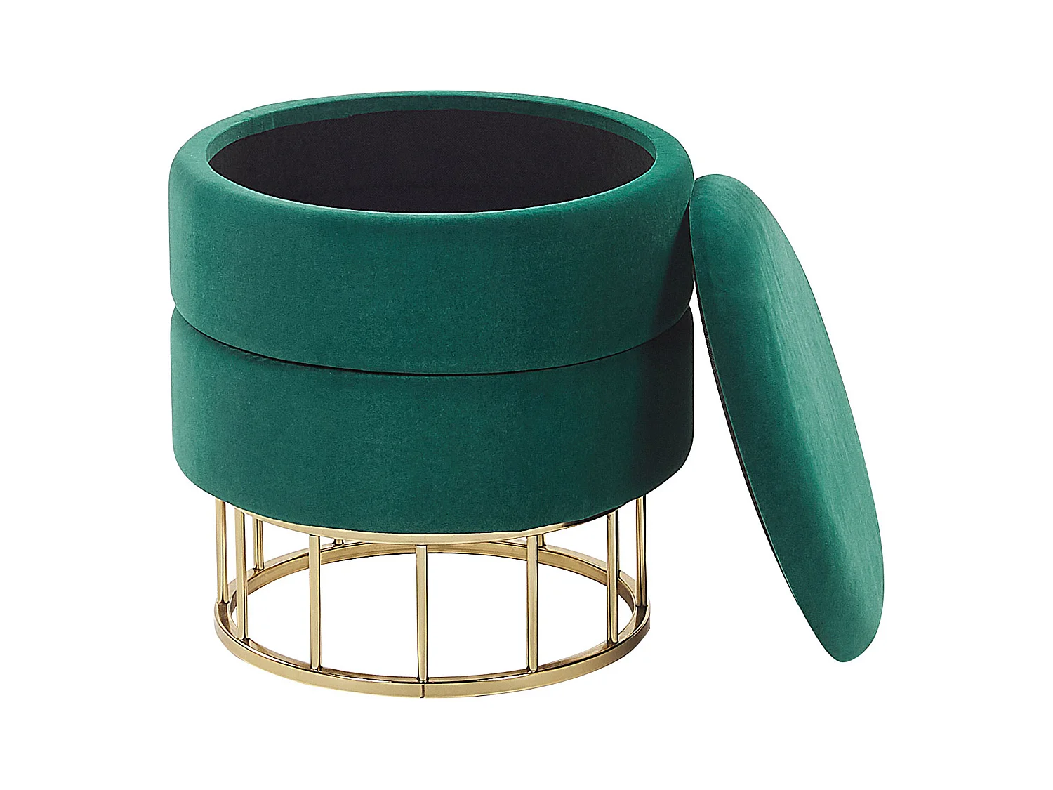 Poef met opbergruimte ELGIN Fluweel Donkergroen 37 cm 37 cm 42 cm