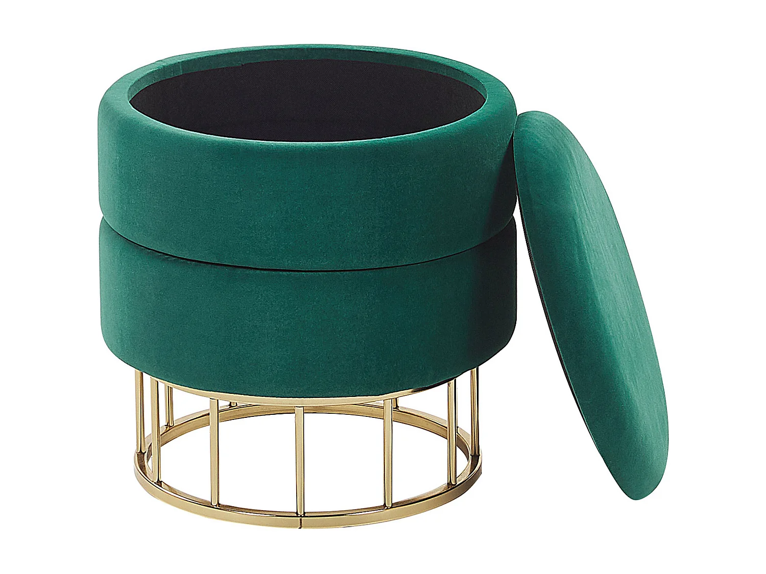 Pouf mit Stauraum Samt dunkelgrün/gold Elgin