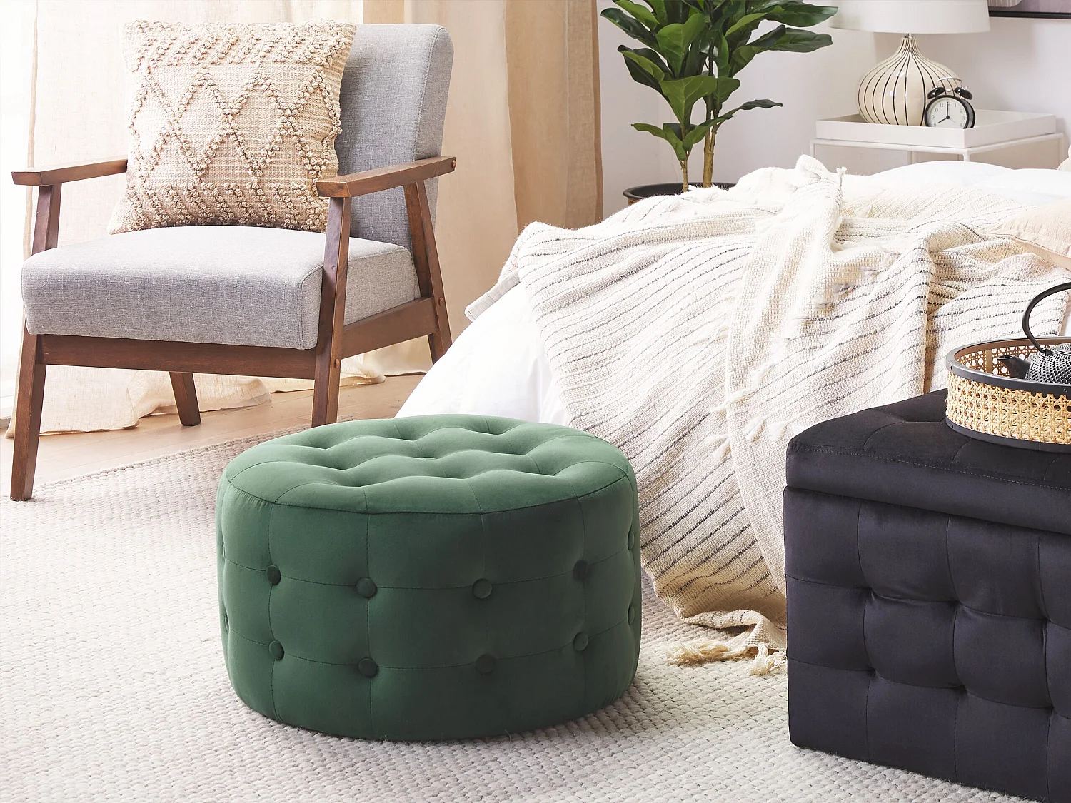 Pouf TAMPA Velours Vert foncé
