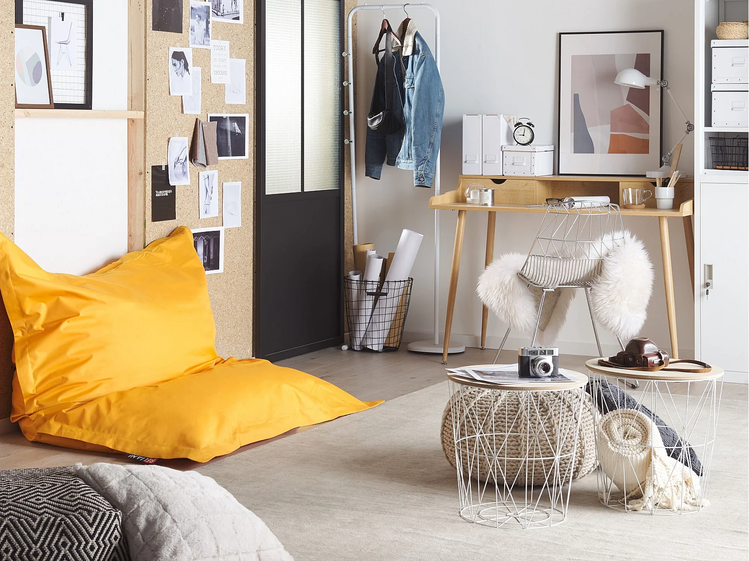 Pouf poire 300 L FUZZY 140 cm 180 cm Jaune