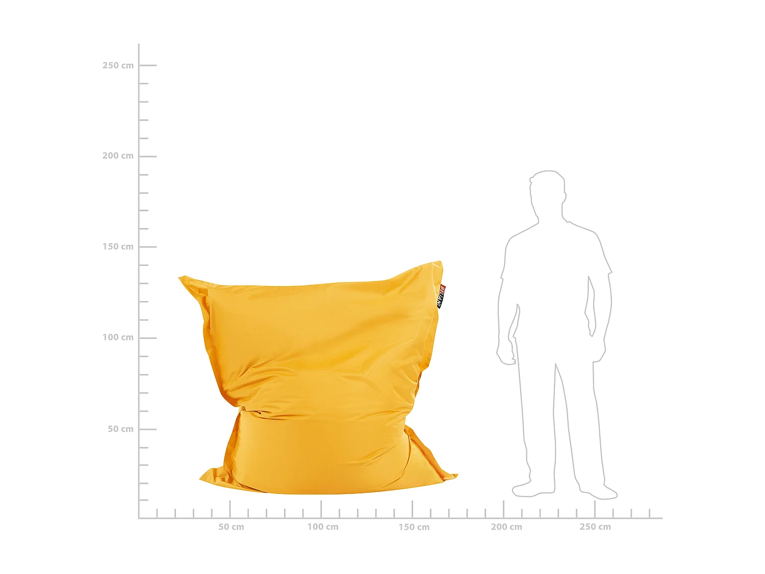 Pouf poire 300 L FUZZY 140 cm 180 cm Jaune