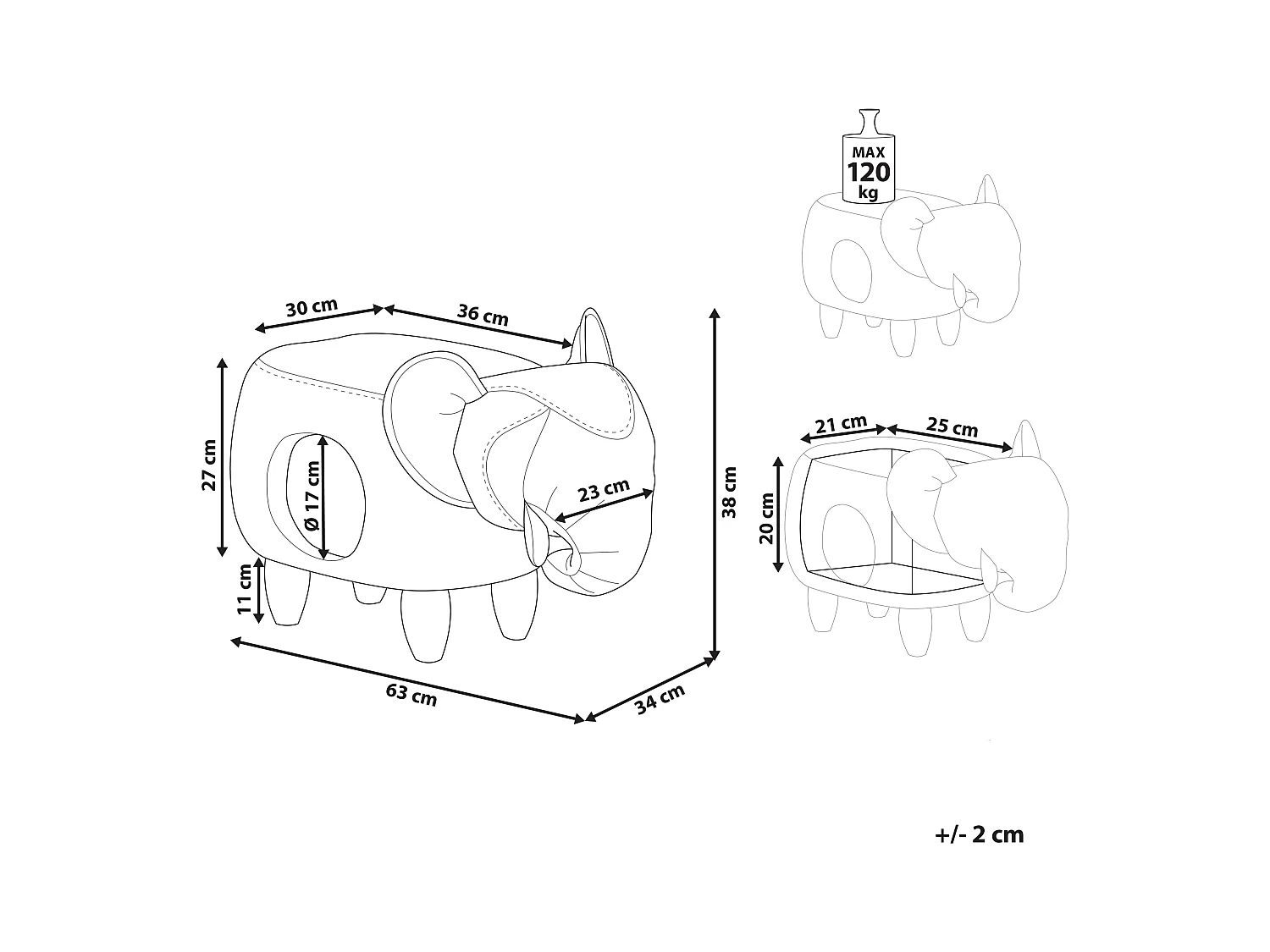 Pufa zwierzak ekoskóra ze schowkiem szara JUMBO