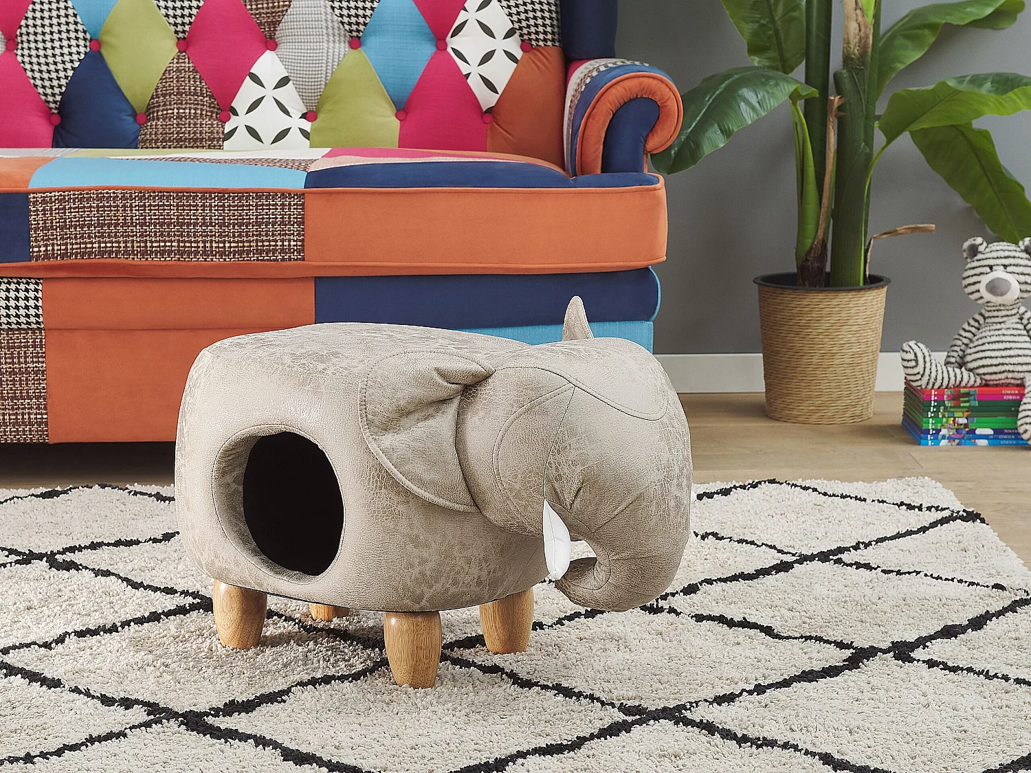 Pouf animaletto contenitore JUMBO Pelle sintetica Grigio