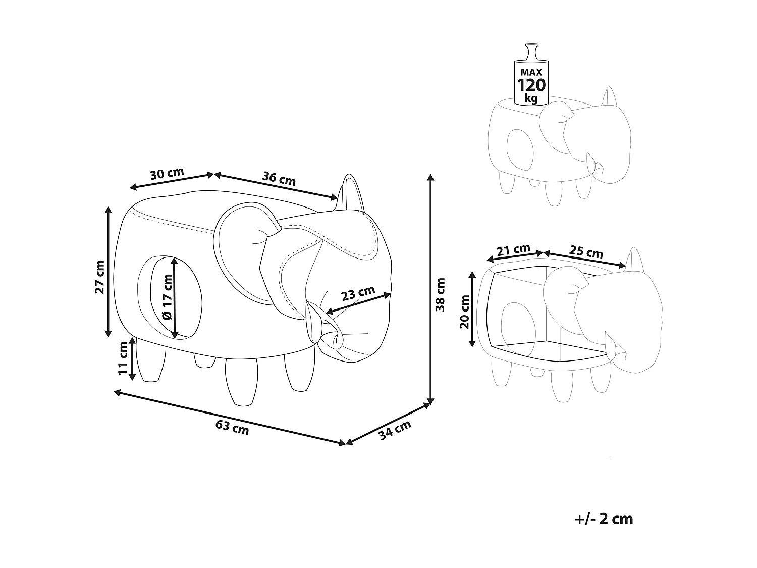 Pufa zwierzak ekoskóra ze schowkiem szara JUMBO