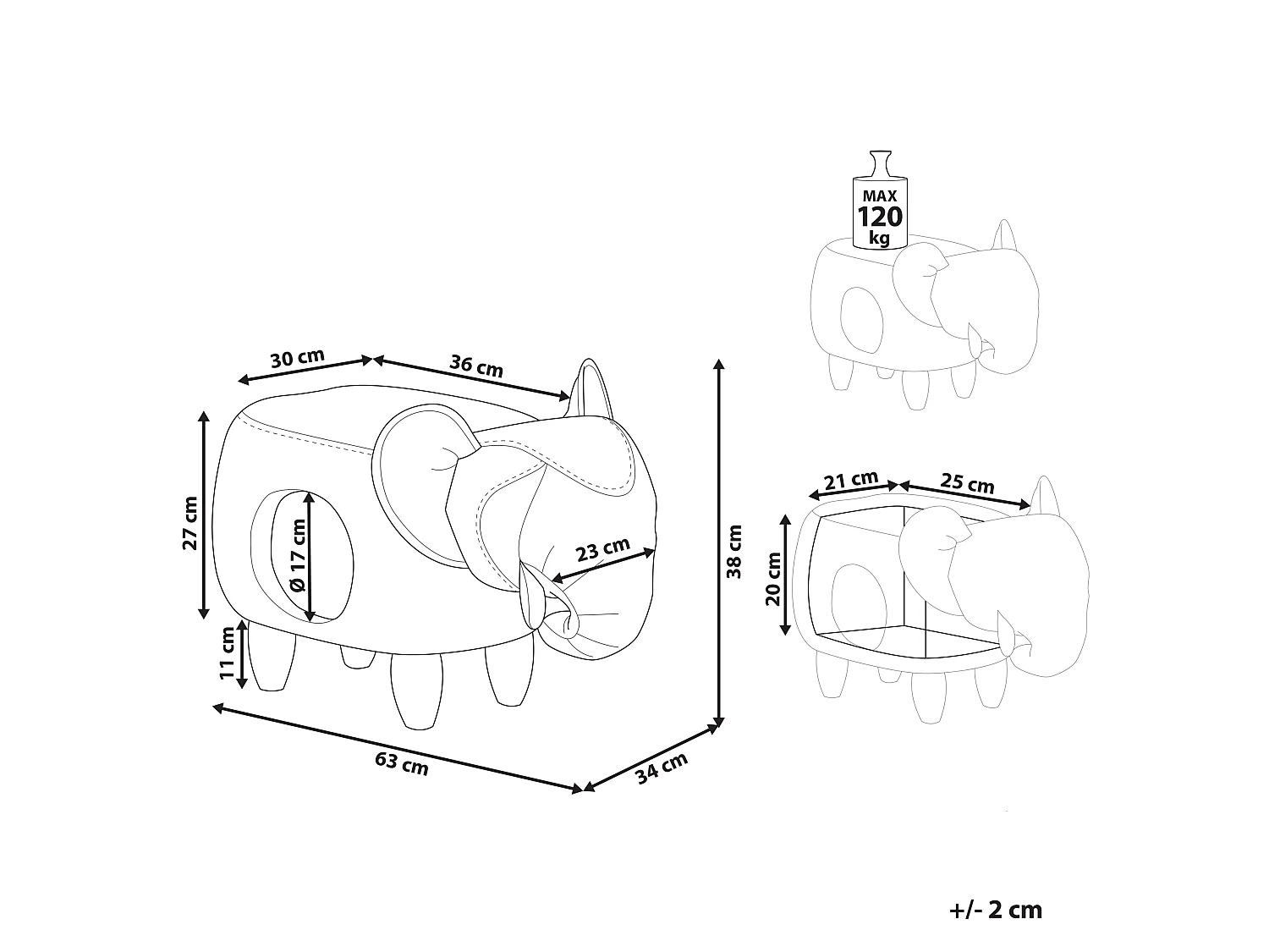 Pouf animaletto contenitore JUMBO Pelle sintetica Grigio