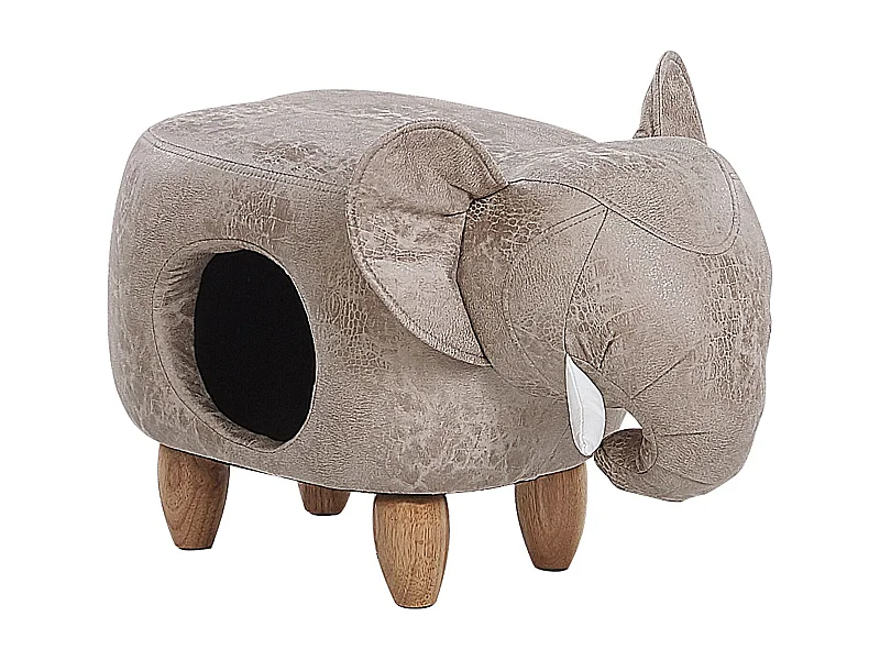 Tabouret de rangement animal JUMBO Cuir PU Gris