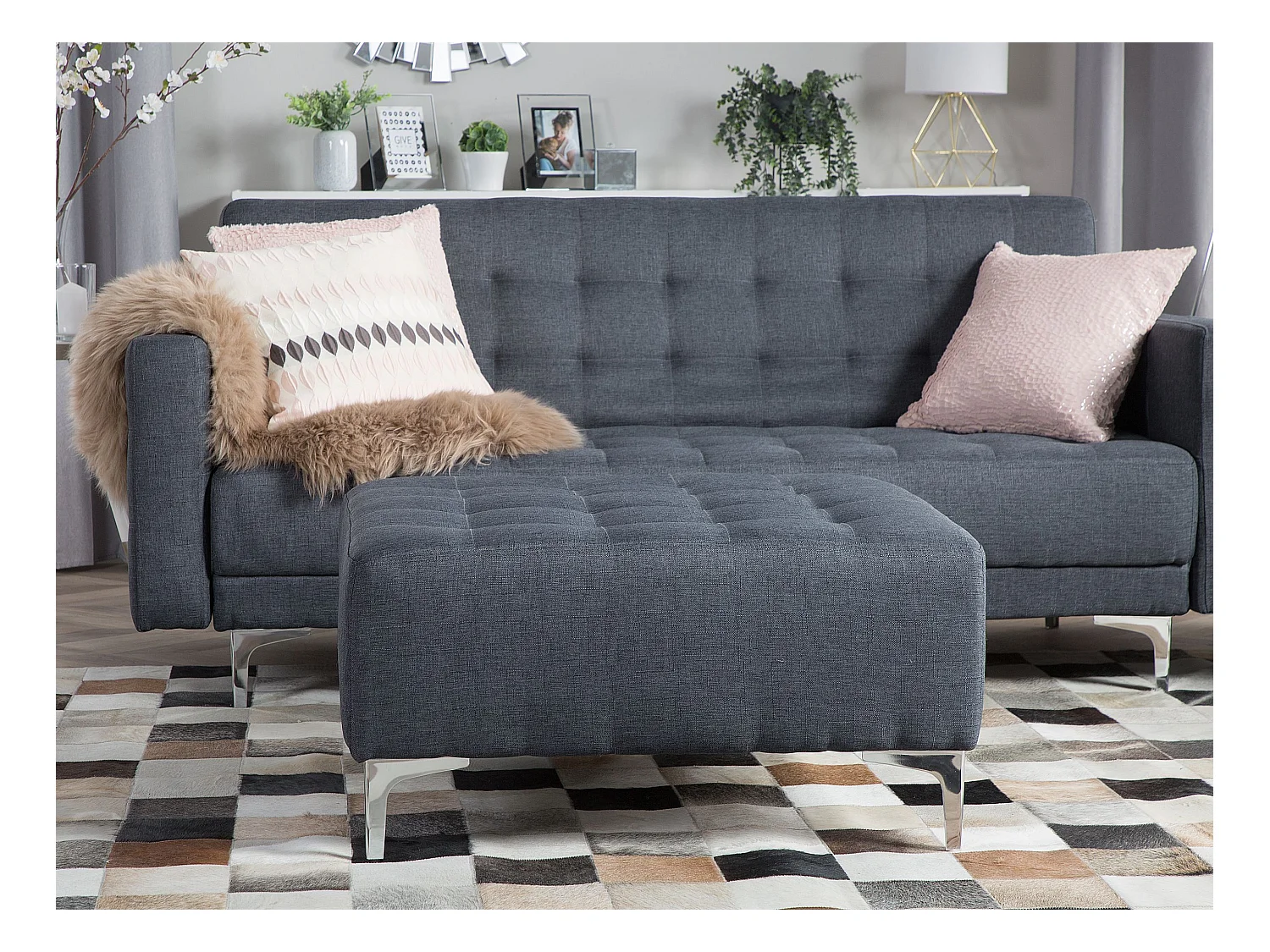 Ottoman ABERDEEN Tissu Gris foncé