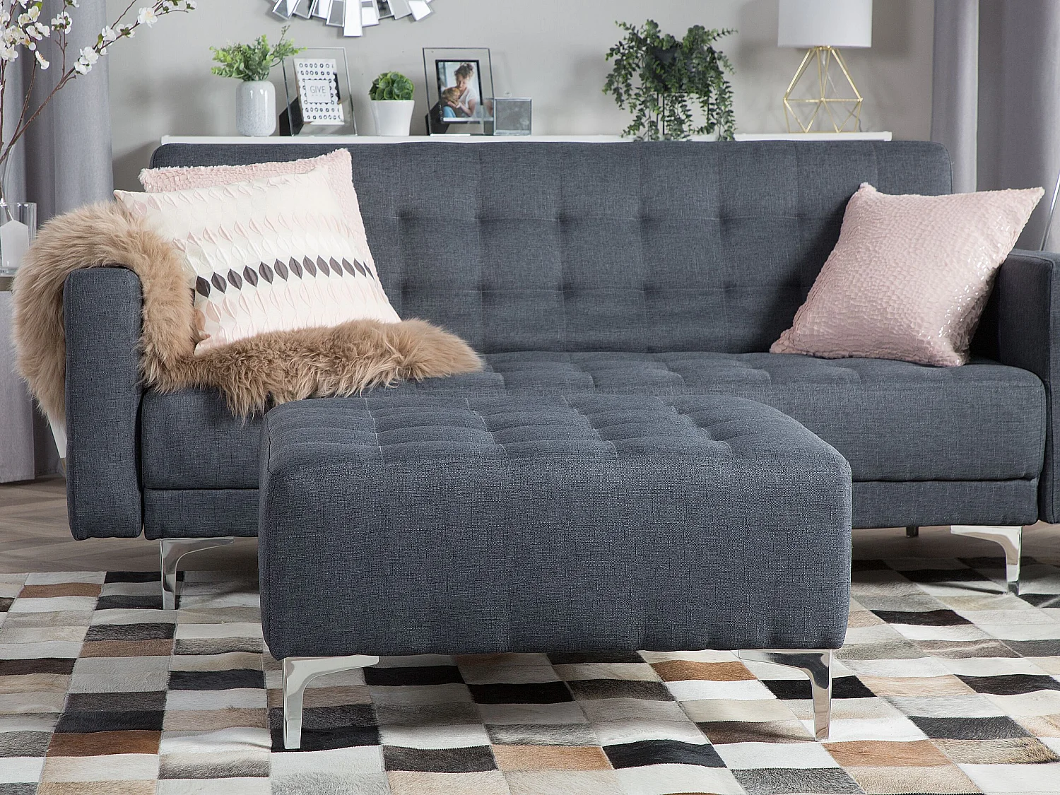 Ottoman ABERDEEN Tissu Gris foncé