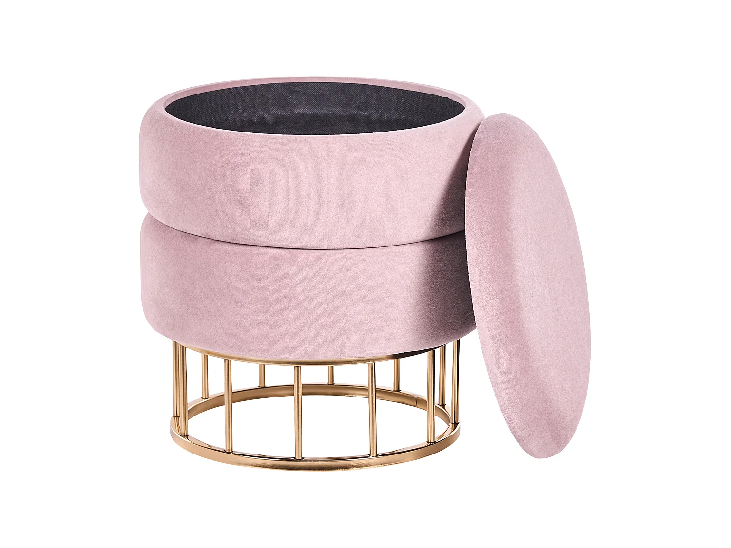 Pouf de rangement ELGIN Velours Rose 37 cm 37 cm 42 cm