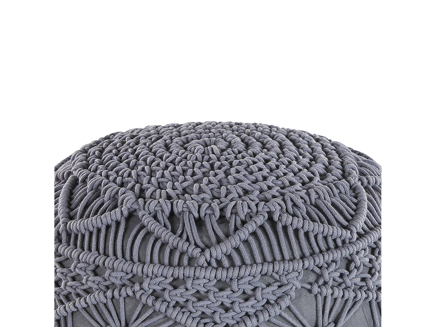 Pouf Macramé KAYSERI Coton Gris