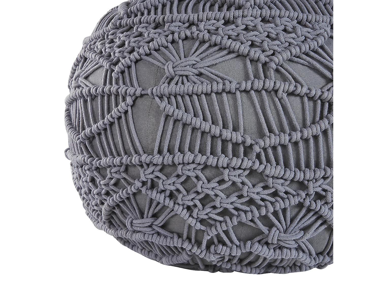 Pouf Macramé KAYSERI Coton Gris