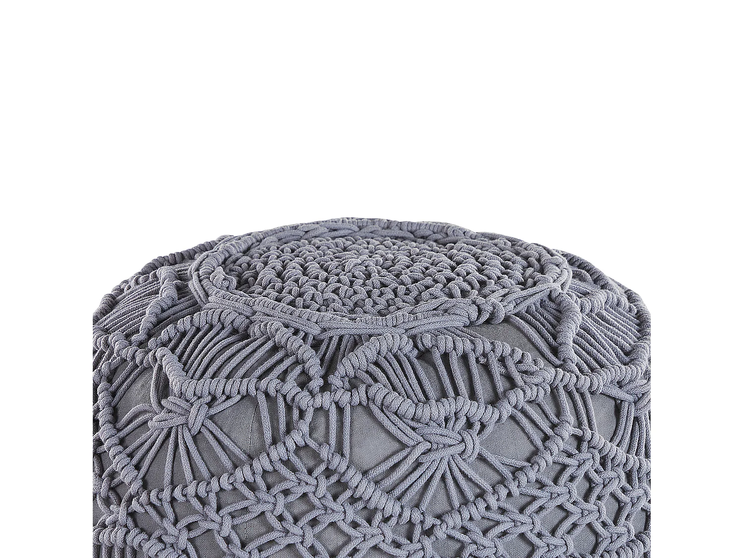 Pouf Macramé KAYSERI Coton Gris