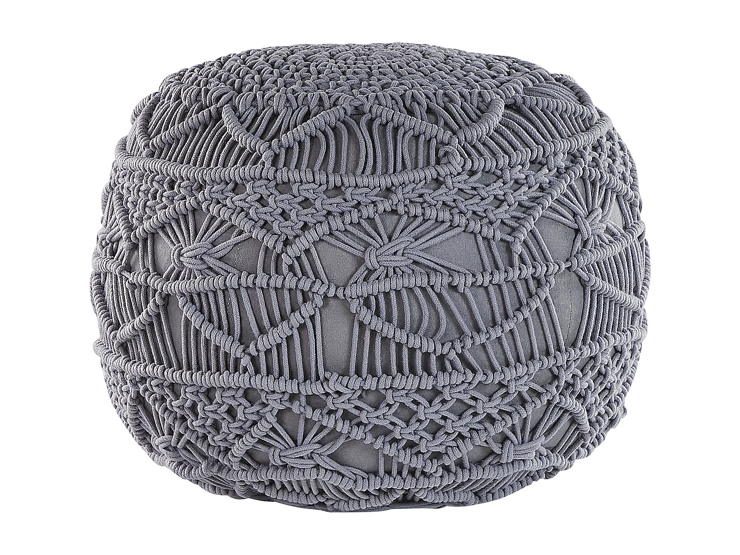 Poef Macramé KAYSERI Katoen Grijs 40 cm 40 cm 40 cm
